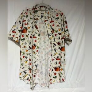 RSVLTS Pixar Cream Short-Sleeve Button-Down Shirt with Multicolor Kitchen Print